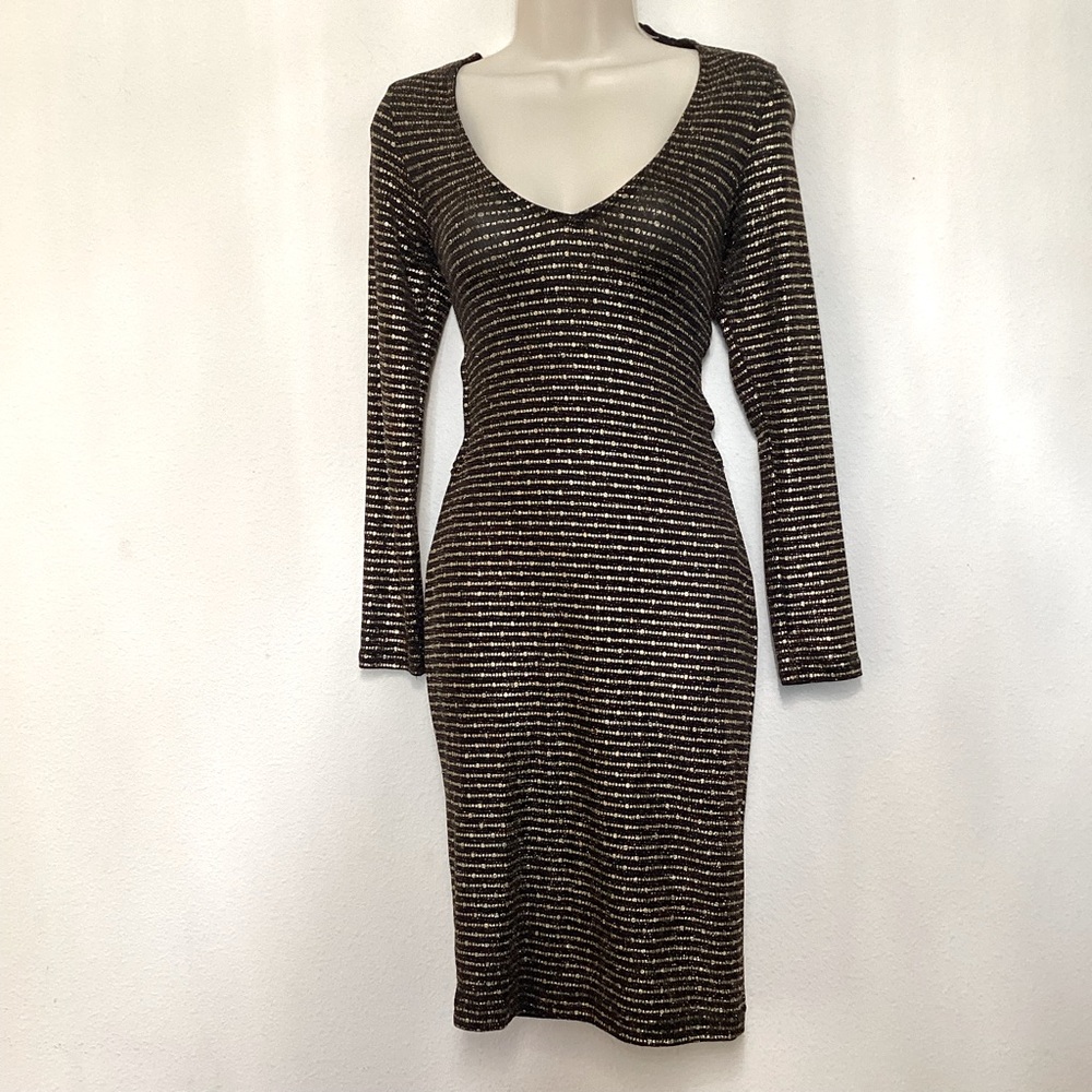UK2LA | size: M | color: Black and Gold Metallic Dress